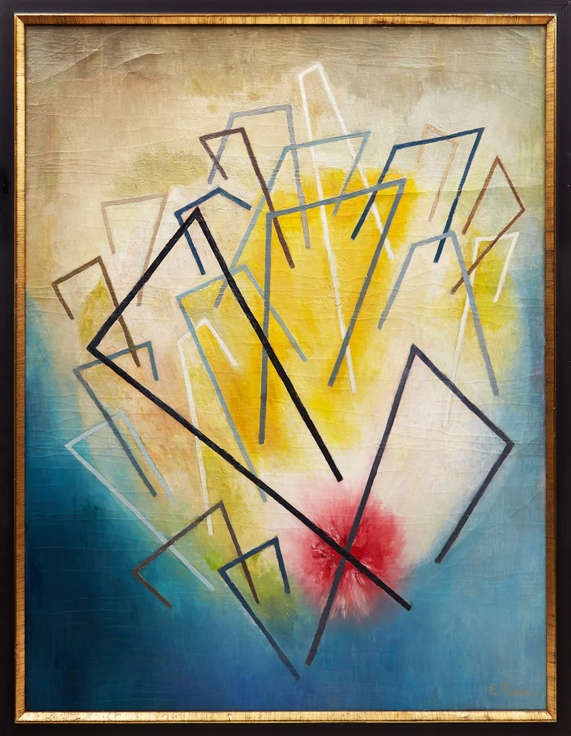 Edna Jeannette Tacon, Untitled Abstraction, oil on canvas, 1945 - view 2