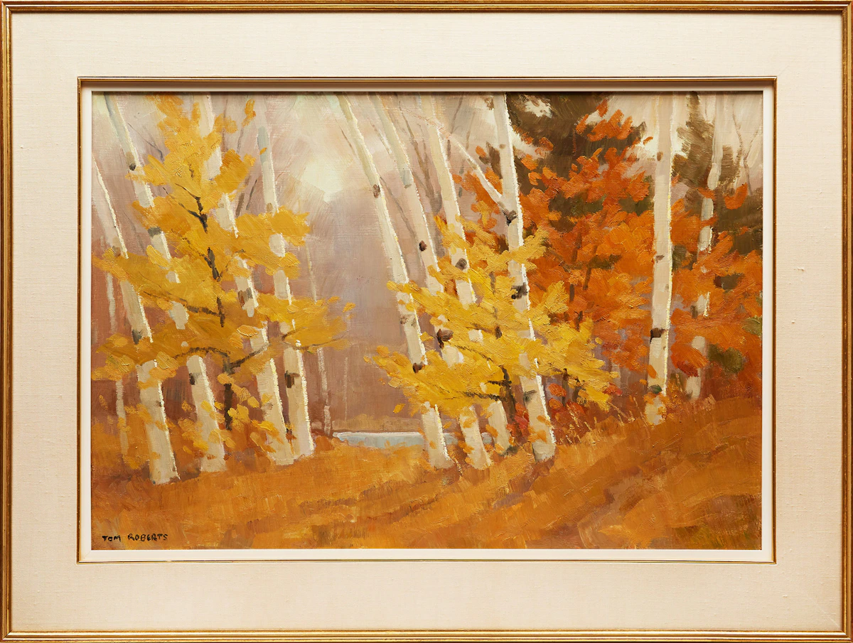 Thomas Keith Roberts, Birch Woods in Late October, oil on board, 1979