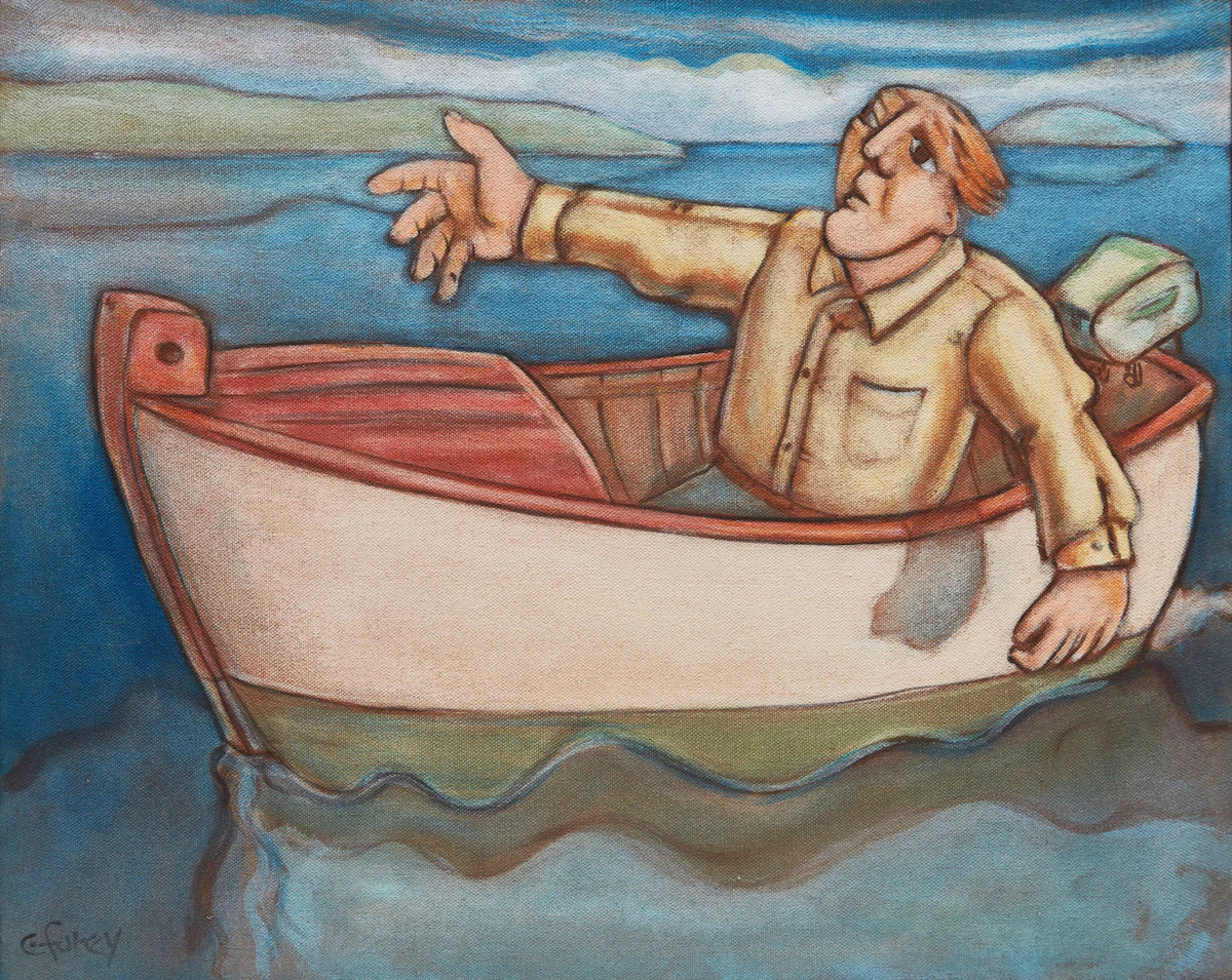 Conrad Furey, Man in Boat, oil on canvas