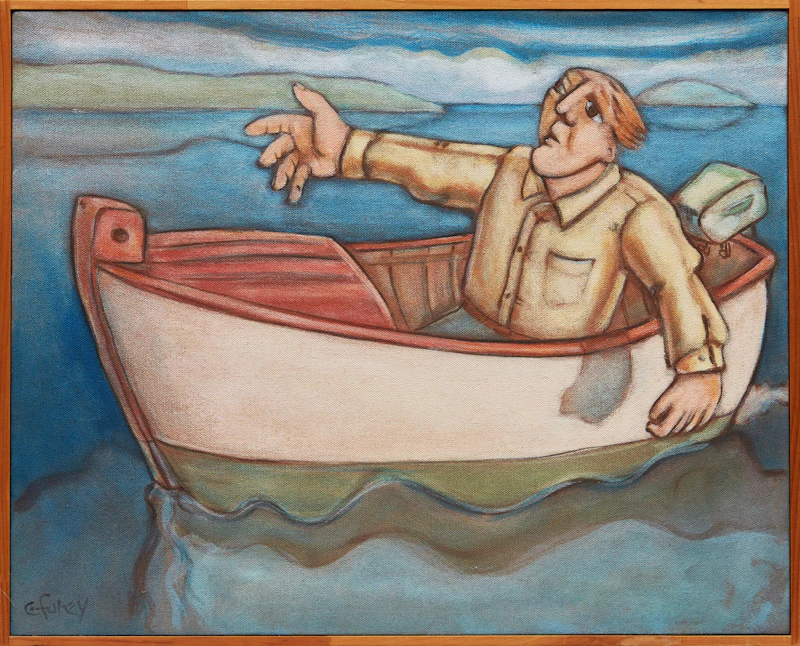 Conrad Furey, Man in Boat, oil on canvas - view 2