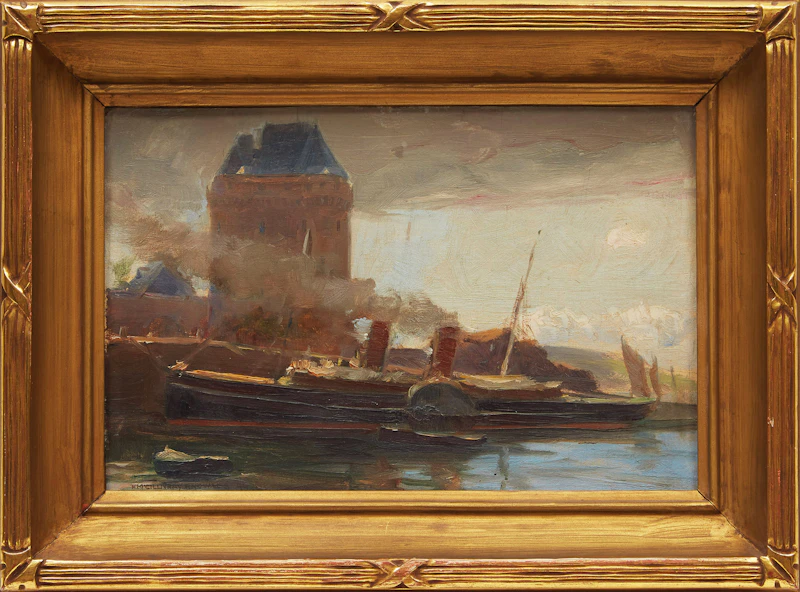 Farquhar McGillivray Strachan Knowles, Ship at the Port, oil on canvas, 1894 - view 2