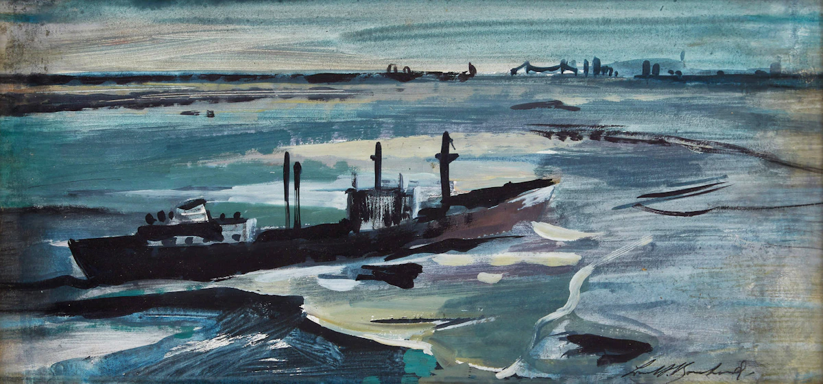 George Lorne Holland Bouchard, Seascape, mixed media on card