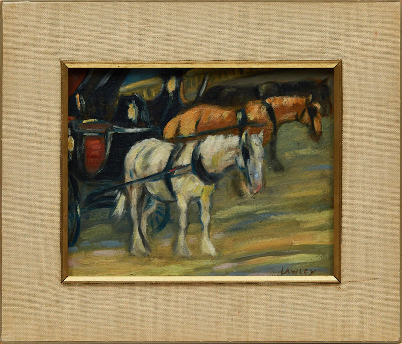 John Douglas Lawley, Horses and Carts, oil on board - view 2