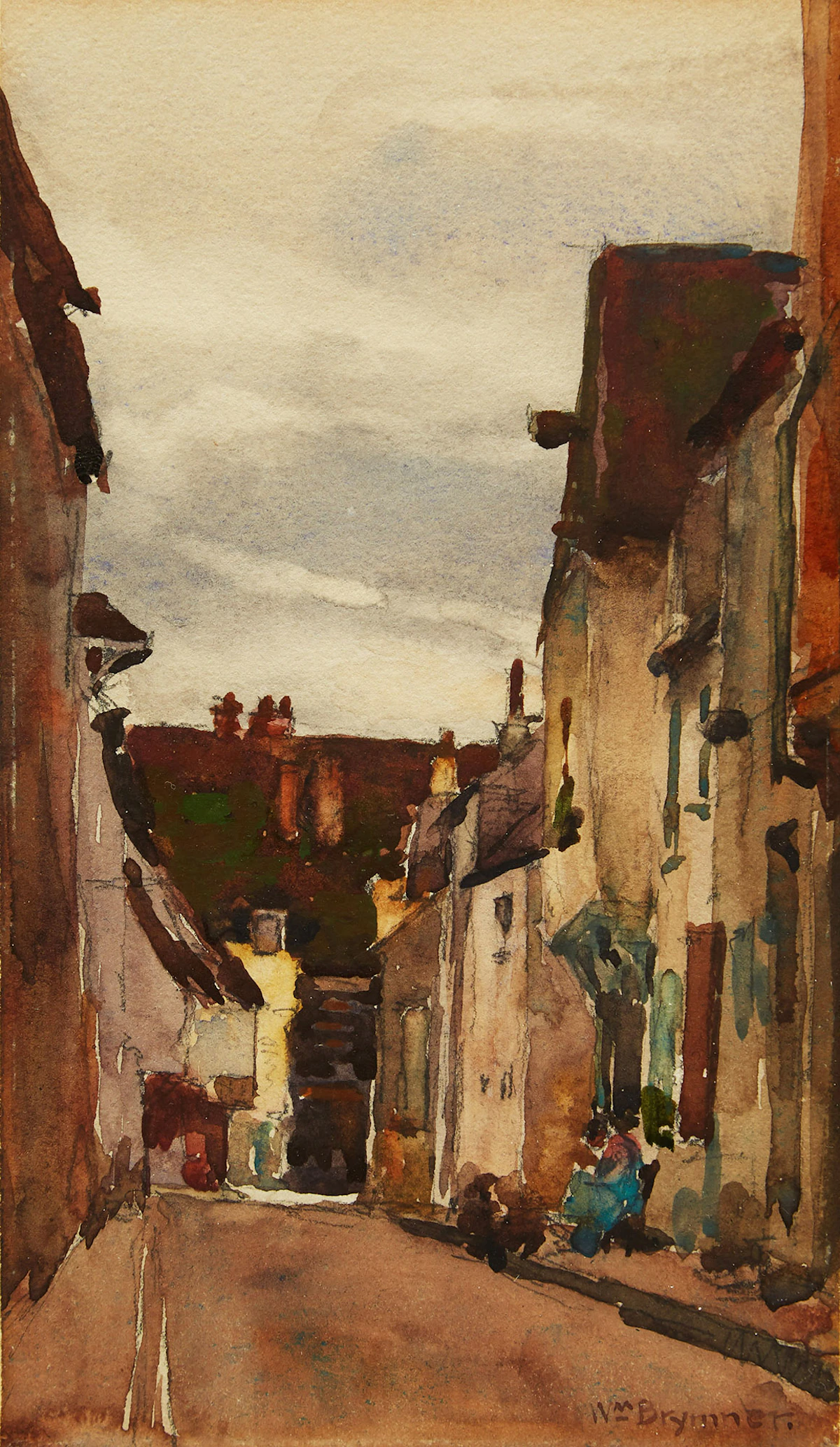 William Brymner, Village Street, watercolour