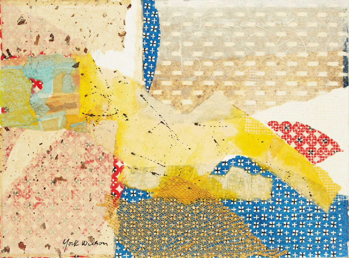 Ronald York Wilson, Gold Figure, mixed media and collage on board