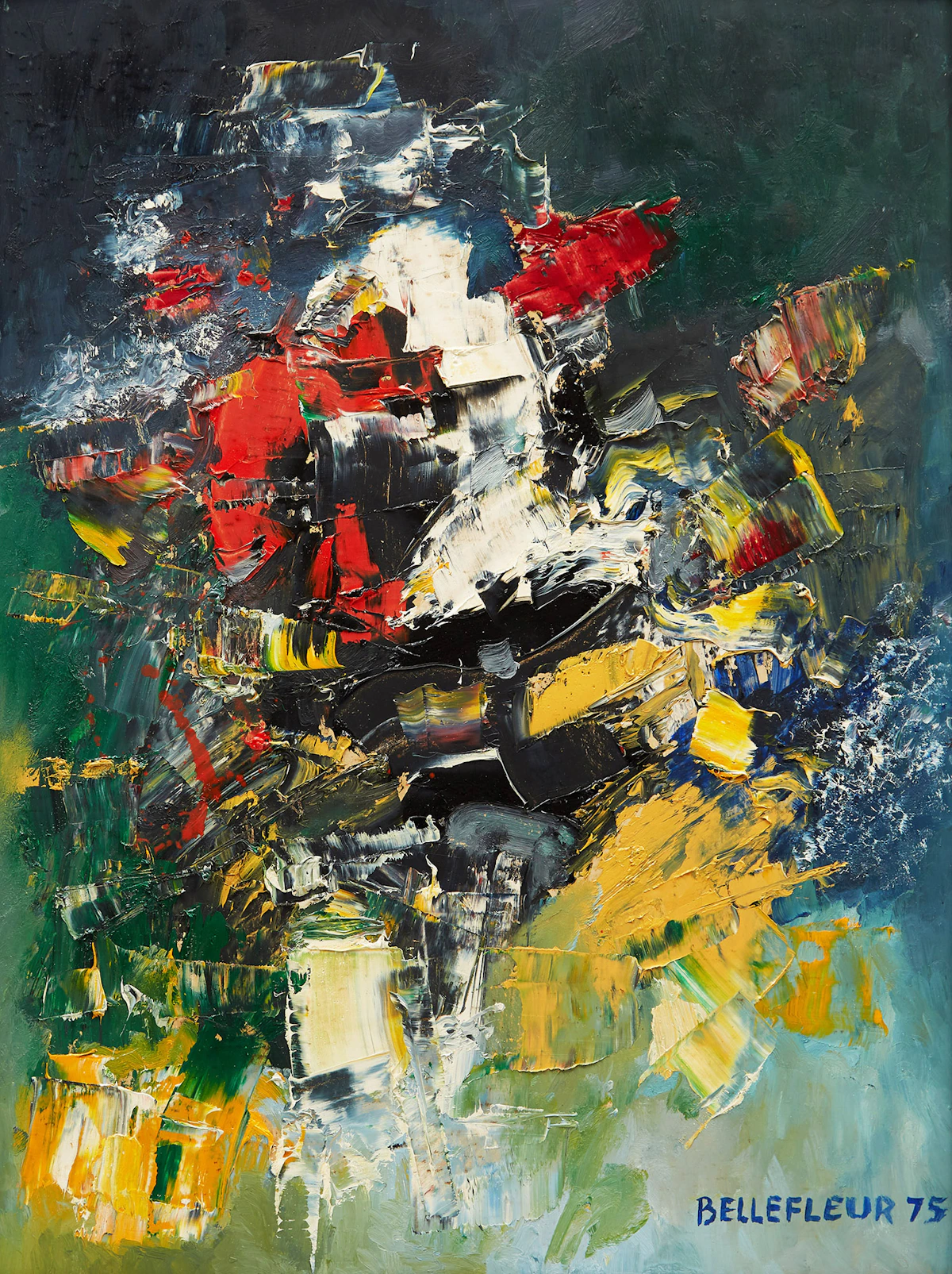 Léon Bellefleur, Abstraction, oil on board, 1975