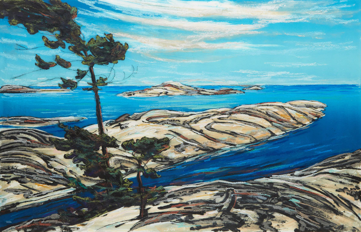Edward John Bartram, Island Cut, Moose Bay, original etching with hand-colouring, 1998