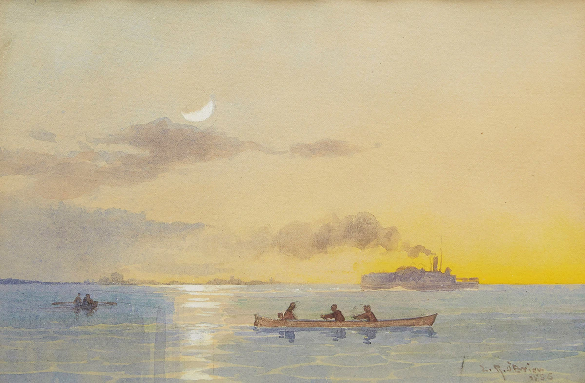 Lucius Richard O'Brien, Paddle Steamer Leaving Toronto Harbour, Evening, watercolour, 1886