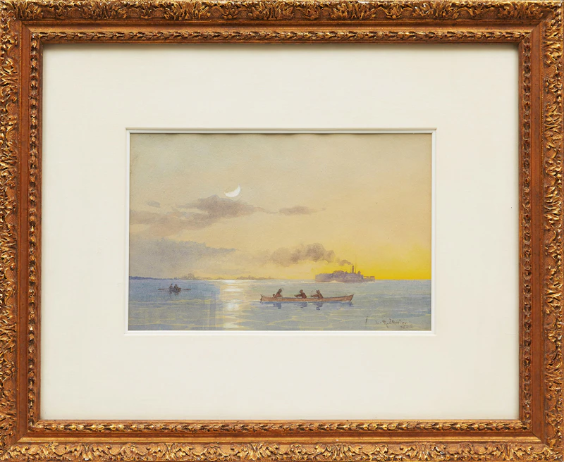 Lucius Richard O'Brien, Paddle Steamer Leaving Toronto Harbour, Evening, watercolour, 1886 - view 2
