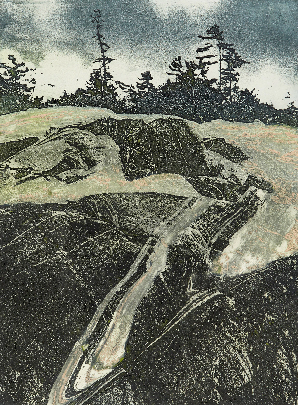 Edward John Bartram, Black Rock, Precambrian Shield Series, etching
