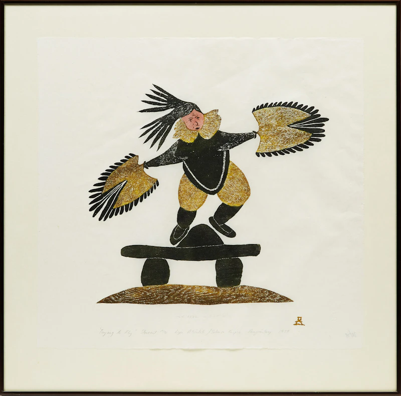 Lipa Pitsiulak and Solomon Karpik, Trying to Fly, stonecut, 1978 - view 2