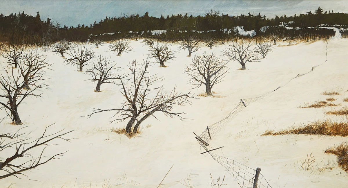 Thomas de Vany Forrestall, Forgotten Orchard, acrylic on board, 1964
