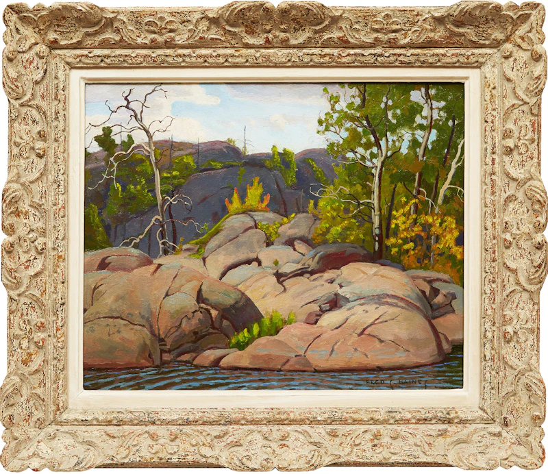 Frederick Stanley Haines, Rocky Shoreline, oil on board - view 2