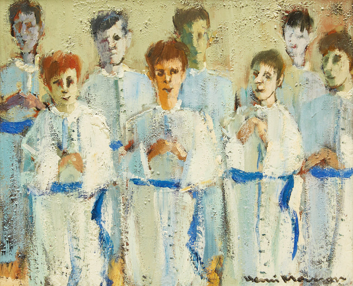 Henri Leopold Masson, White Choir Boys, oil on board