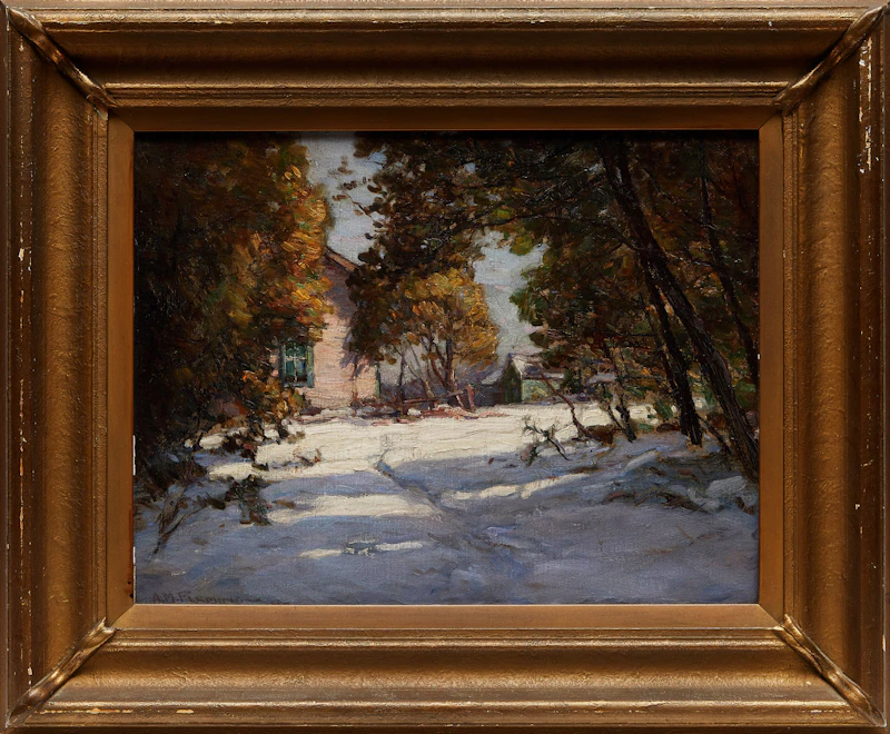 Alexander Fleming, Spruce and Winter Sunlight, Belfountain, Ontario, oil on canvas, 1924 - view 2