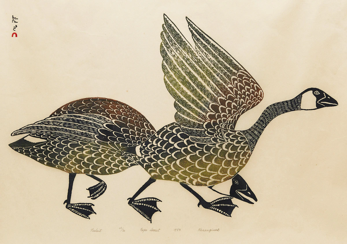 Kananginak Pootoogook, Neeleit, stonecut, 1973
