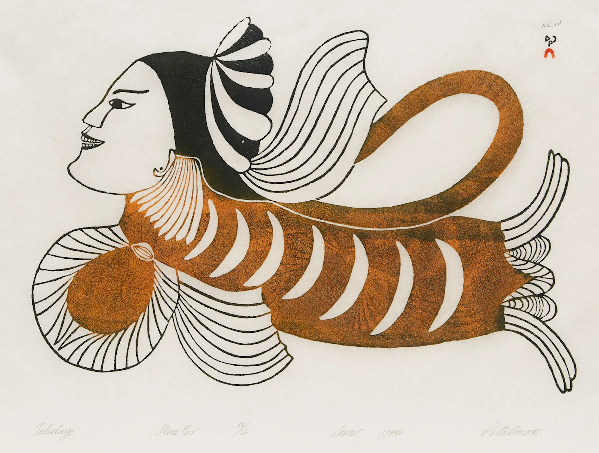 Pitaloosie Saila, Taleelayo, stonecut, 1974