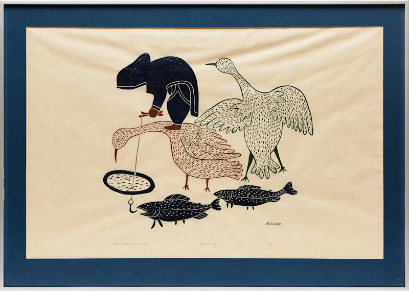 Helen Kalvak, Bird Riding, stonecut, 1973 - view 2