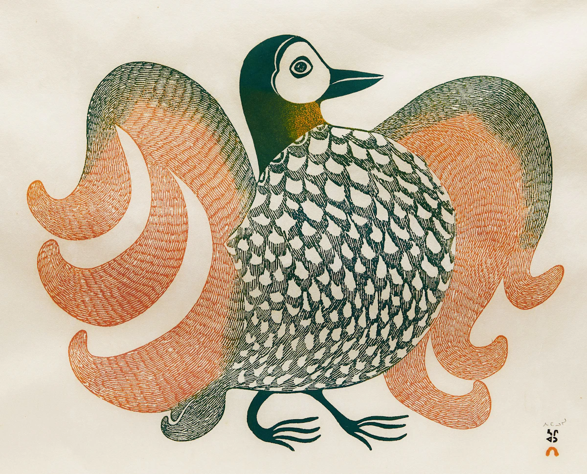 Pitaloosie Saila, Proud Bird, stonecut, 1975