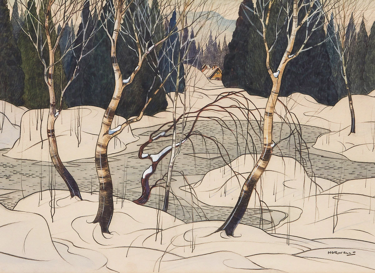 Graham Noble Norwell, Winter Landscape, watercolour