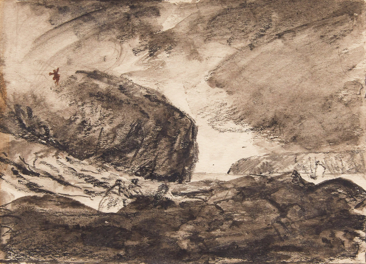 Homer Ransford Watson, Shoreline Landscape, graphite sketch
