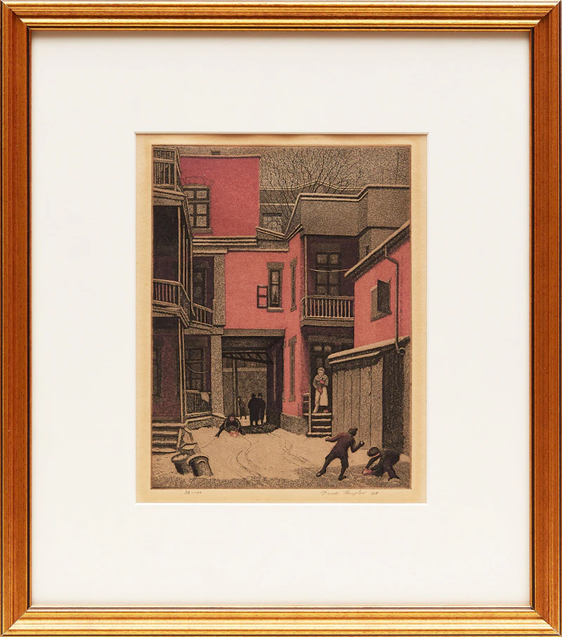 Frederick Bourchier Taylor, Courtyard Off St. Lawrence Blvd., colour serigraph, 1948 - view 2