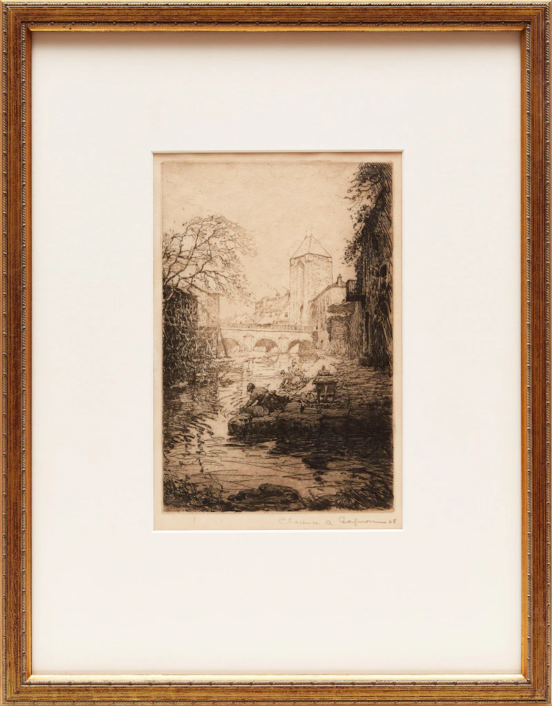 Clarence Alphonse Gagnon, Porte de Bourgogne, Moret-sur-Loing, etching, 1908 - view 2