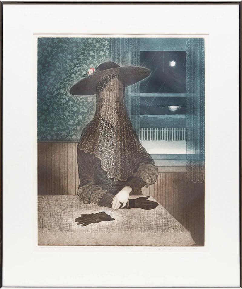 David Lloyd Blackwood, Beautiful Young Mummer in Margaret Feltham’s House, colour etching and aquatint, 1985 - view 2