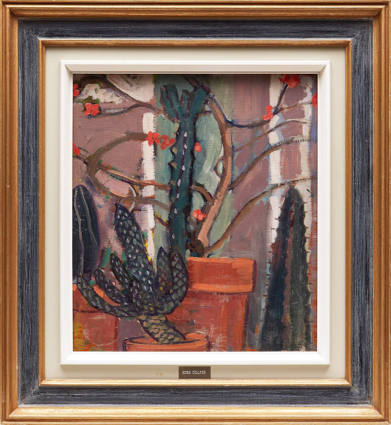Nora Frances Elisabeth Collyer, Still Life with Cactus, double-sided oil on board - view 2
