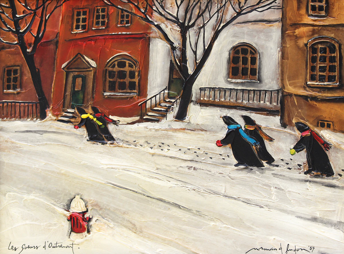 Normand Hudon, Les soeurs d’Outremont (1989), acrylic on masonite