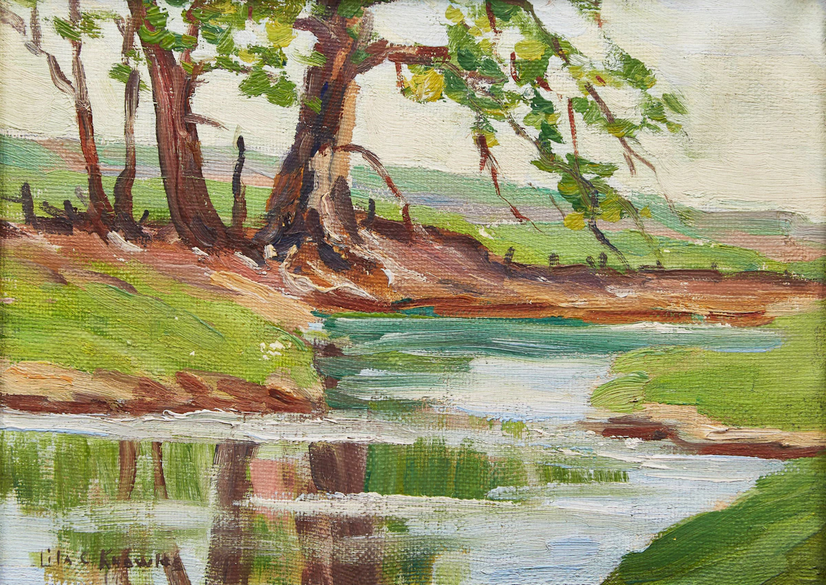 Lila Caroline McGillivray Knowles, Country Creek, oil on canvas laid down on card