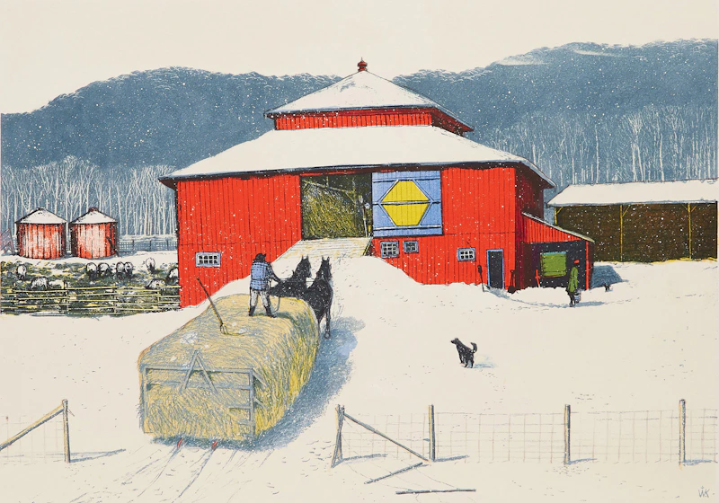 William Kurelek, Snowfall Ending on Quebec-Ontario Border