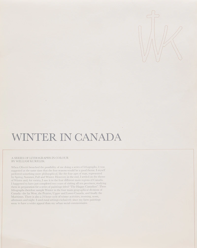 William Kurelek, Snowfall Ending on Quebec-Ontario Border, colour lithograph, 1974 - view 3