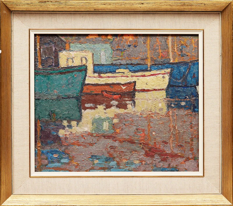 Wilfred Forbes Withrow, Boats at the Harbour, oil on board - view 2