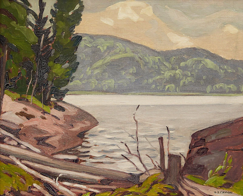 Alfred Joseph Casson, Shoreline Landscape, oil on canvas laid down on board - view 1