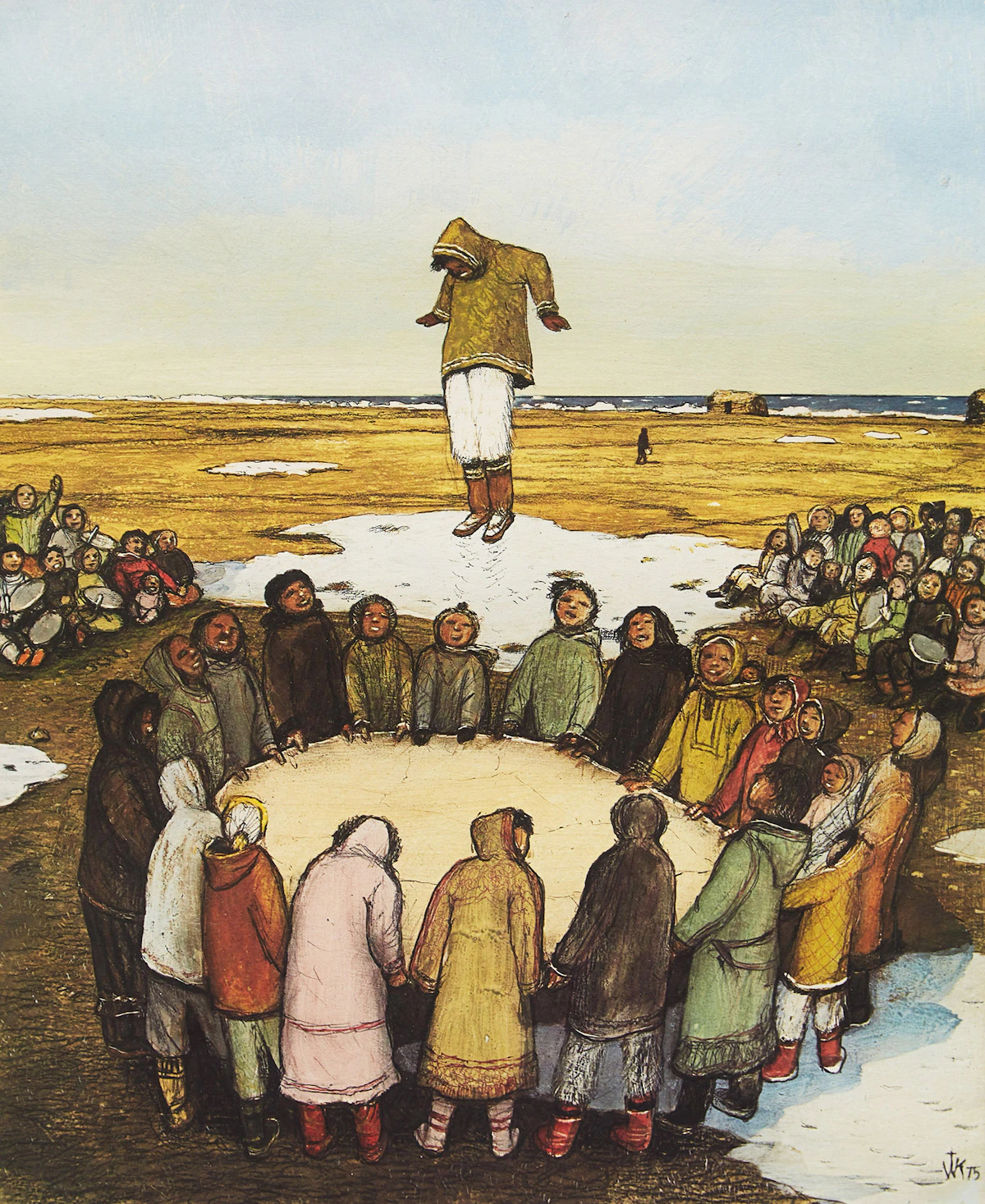 William Kurelek, Sky Tossing, colour photolithograph