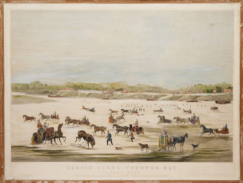 After J. T. Downman, Sleigh Scene, Toronto Bay, Canada West, 1853, colour lithograph - view 3