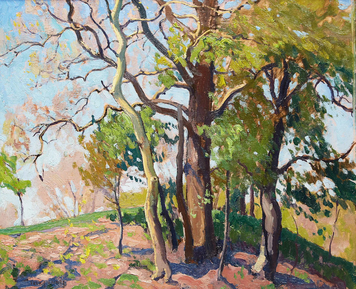 Frederick Stanley Haines, Spring Landscape, oil on board