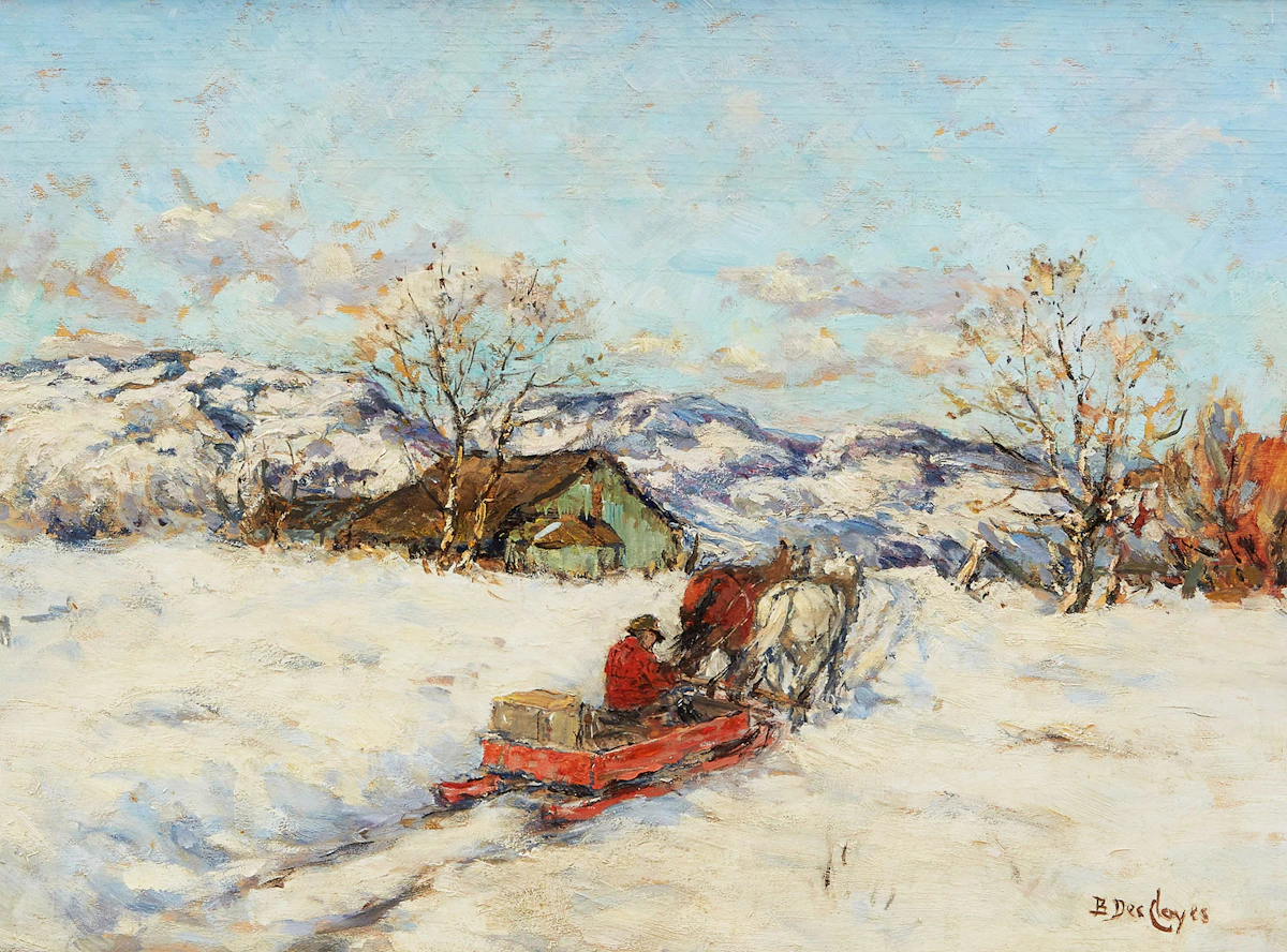 Berthe Des Clayes, Road to the Hills, oil on board