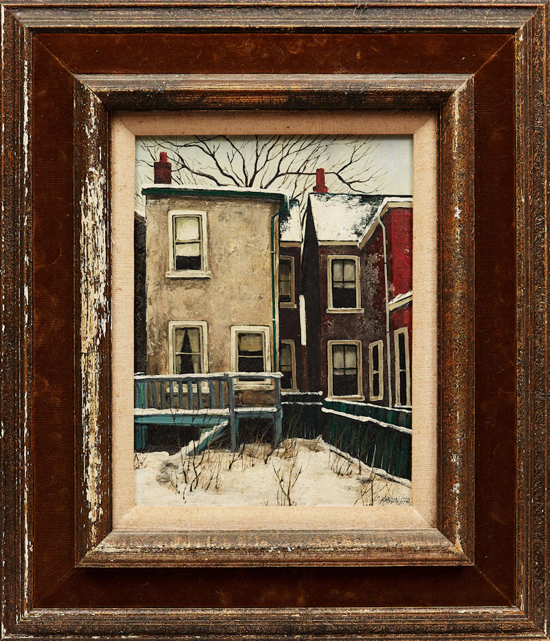 John Kasyn, Old Stucco House, Austin Ave. , oil on board, 1970 - view 2