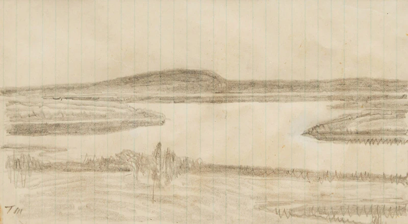 Marsh Hawk; Untitled Landscape by Thoreau MacDonald