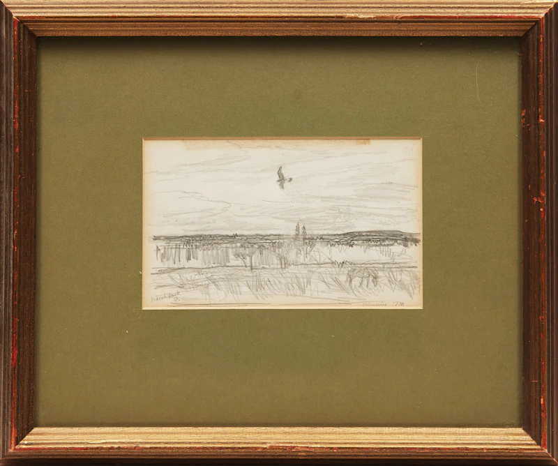 Thoreau MacDonald, Marsh Hawk; Untitled Landscape, 2 pencil sketches - view 5
