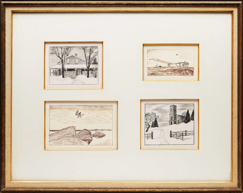 Thoreau MacDonald, Four Landscapes, four works on paper framed together - view 5