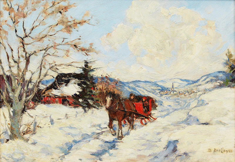 Sleigh Scene, Winter  by Berthe Des Clayes
