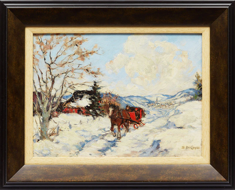 Berthe Des Clayes, Sleigh Scene, Winter , oil on canvas board - view 2