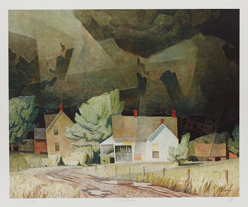 Alfred Joseph Casson, Winter Sun; Sun After Thunder; Morning on the Key River , three colour serigraphs - view 3