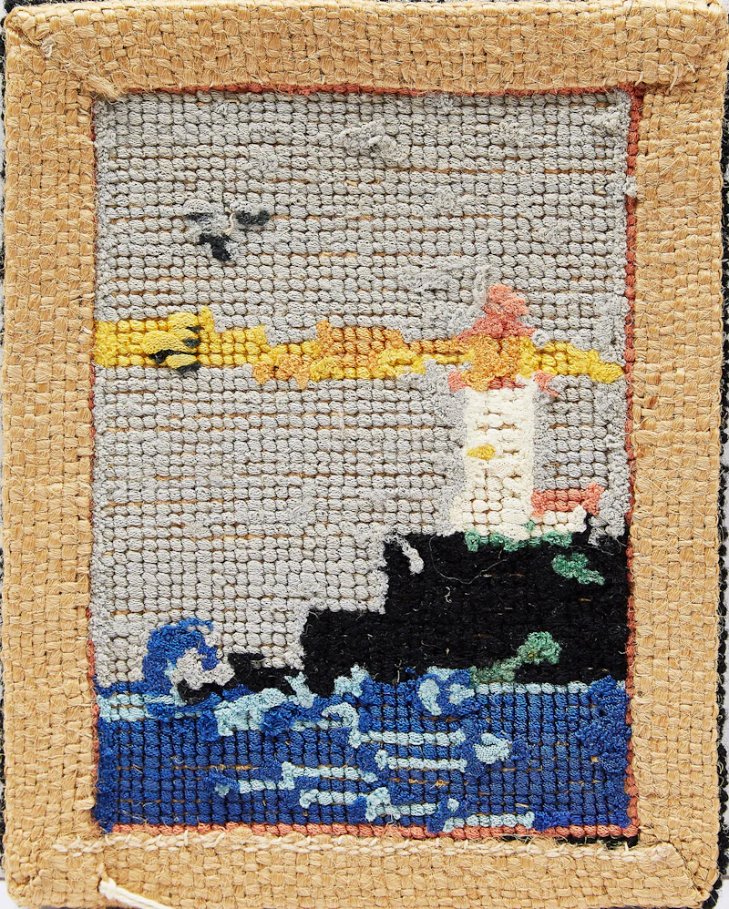 Grenfell Labrador Industries, Seascape with Lighthouse, hooked mat - view 2