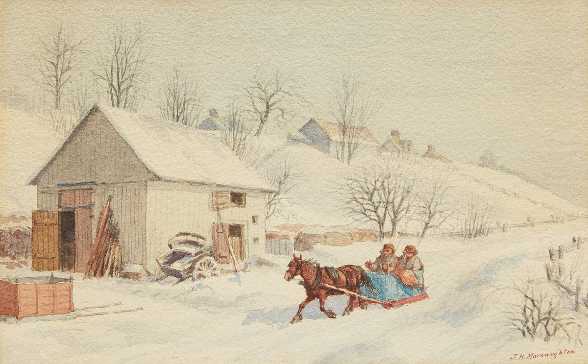 John H. MacNaughton, Sleigh Ride, Winter , watercolour on paper