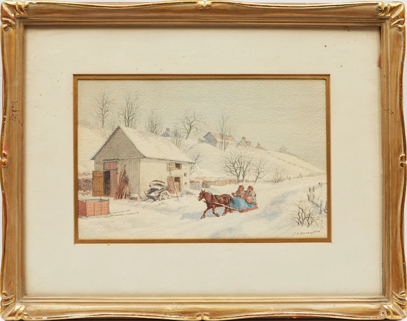 John H. MacNaughton, Sleigh Ride, Winter , watercolour on paper - view 2