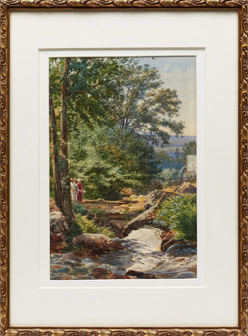 Charles Jones Way, Crossing the Bridge, watercolour, 1873 - view 2